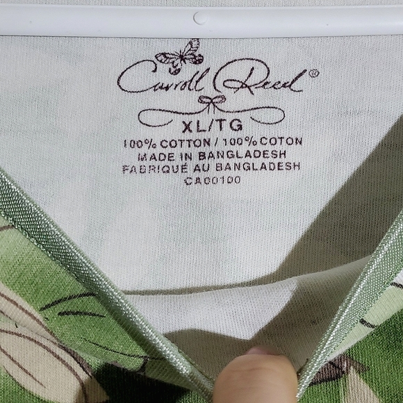 Carroll Reed Green Leaf/Fern 3/4 Sleeve Cotton Shirt - Size XLarge - Picture 6 of 13